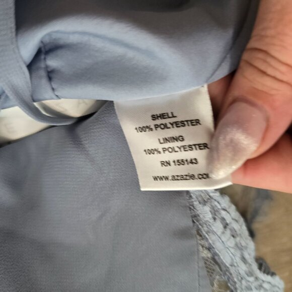 Azazie Ezra NWT size A4 Dusty Blue Dress With Lace Detail Elsa ball gown dress - Picture 11 of 15